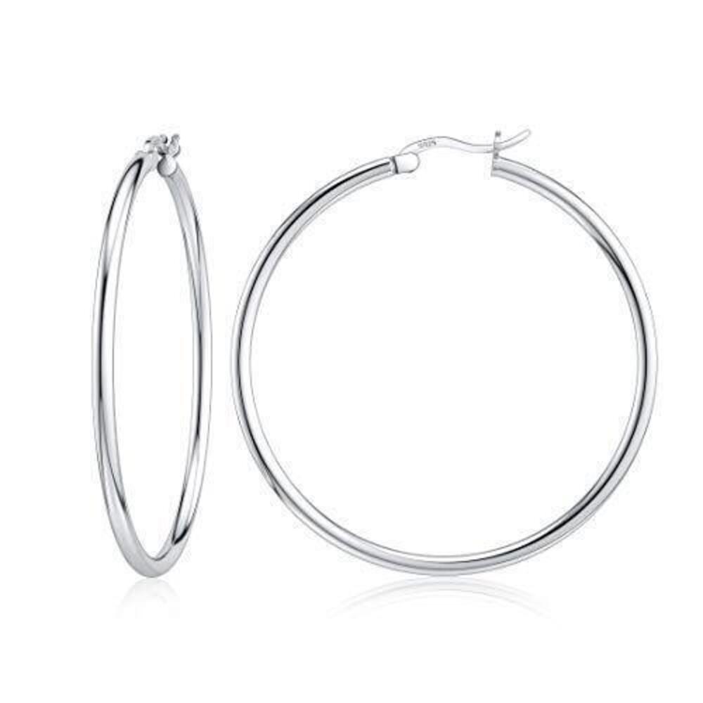 2750 Sterling Silver Hoop Earrings 18K White gold plated Hypoallergenic Big